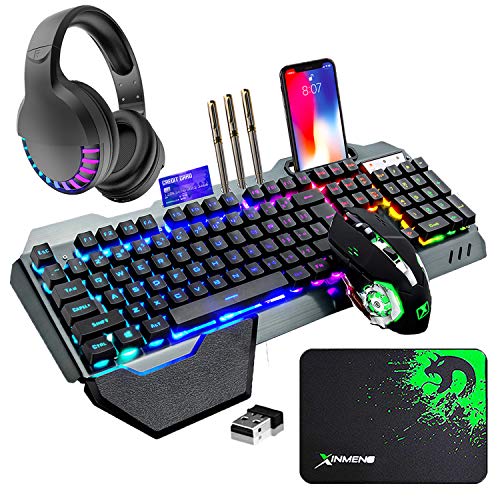 Ziyou Lang Wireless Gaming Membrane Keyboard Mouse and Bluetooth Headset Kit-Black RGB