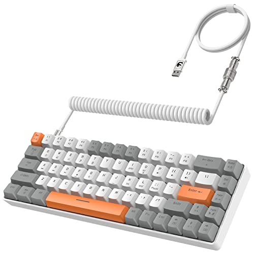 ZIYOU LANG RK-T8 Wired 65% Mechanical RGB Gaming Keyboard-Gray/White/Orange