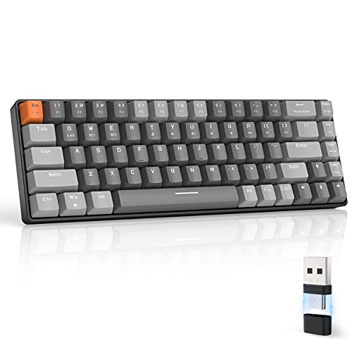 ZIYOU LANG RK68 60% Wireless Mechanical Keyboard,Bluetooth 5.0/2.4Ghz Dual Mode Receiver,Hot-Swappable mini 68-Key,Retro Color Keycaps,Clicky Blue Switch,Ultra Power Saving for PC PS4 Xbox iPhone ipad